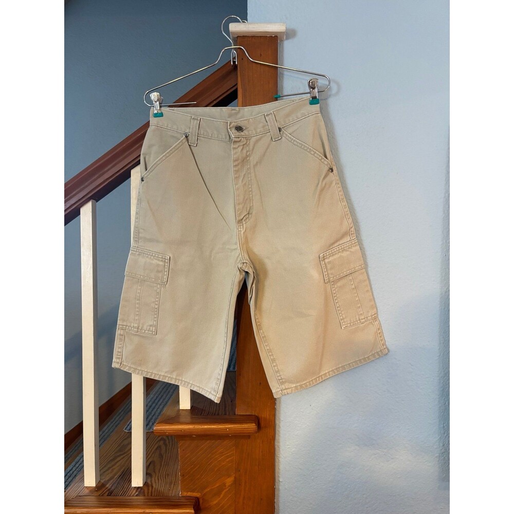 Vintage Lee Pipes Khaki Shorts 30 Baggy Skater USA Made grunge Y2K